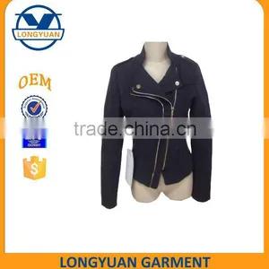 Black Fashion Latest Style Slim Zipper pu Leather Jacket for Woman 2016 thumbnail-1