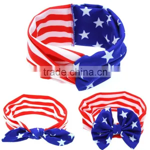 New Hot Baby USA Turban Headband 4th of July American Flag Headband, Bbay Fashion National Flag Hair Accessories thumbnail-1