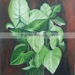 Oil on Canvas Green Leaves Painting thumbnail-1