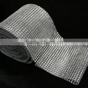 Fashion Silver Color Decorative Poly Mesh Ribbon Hot Diamante Style Ribbon Wrap Crafting Bridal thumbnail-3