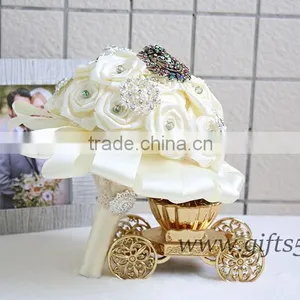 The Best Brooch Bouque Satin Rose Wedding Flower Crystal Bouquet Jewelry thumbnail-4