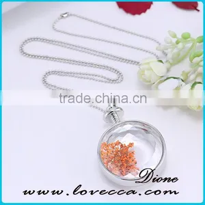 Silver Color Plating Glass Dried Flower Necklace thumbnail-5