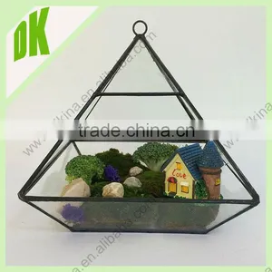 Black Metal and Glass Pyramid Shape Terrarium // Home & Garden Decoration Gothic Style Small Indoor Terrarium Glass Plant House thumbnail-2