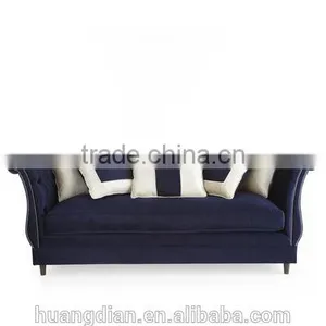 Cheap Price Baroque Style Dark Purple Color 3 Seater Wooden Chesterfield Sofa for Living Room Used thumbnail-1