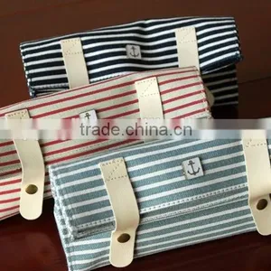 Wenzhou Cangnan Wholesale Canvas Triangle Stripe Colored Pencil Case for School With Button thumbnail-5