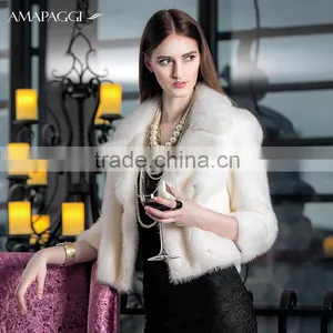 Wholesale Short White Mink Fur Leisure Coat for Women thumbnail-1