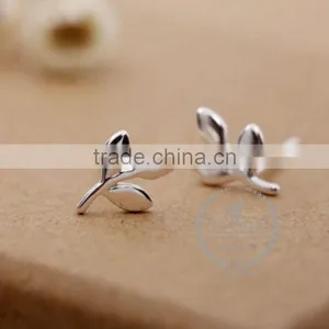 925 Sterling Solid Silver Leaf Branch Earring Stud Fashion Women Earring DIY Jewelry 6730606 thumbnail-1