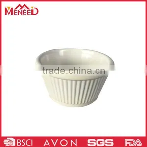 Rim 2oz/ 3oz Cake Mania Melamine Baking Ramekin Bowl, External Swirl Wholesale White Ramekin thumbnail-1