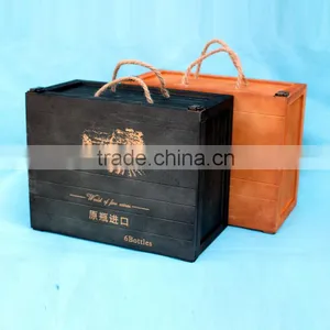 The Chinese Factory Wholesale Custom Luxury Boxes, Wooden 6 Bottles of Red Wine Champagne Beautiful Gift Box thumbnail-1