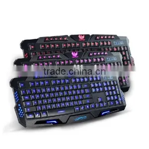 M200 Three Color Backlight Multimedia Ergonomic Gaming Keyboard Blue/Red/Purple thumbnail-1