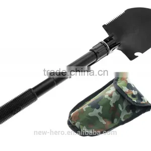 MINI CAMPING TOOL BLACK FOLDING SHOVEL PICK AXE COLLAPSIBLE SPADE EMERGENCY thumbnail-1