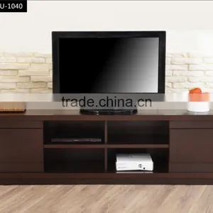 Brown Dinish With Double Doors European Lcd tv Unit Furniture thumbnail-1