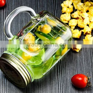 Haonai Wholesale Food Pickle Storage Glass Jar With Handle and Lid thumbnail-2