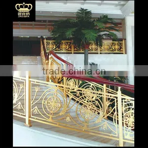 Luxury Aluminum Handrails Staircase Golden Balustrade for Hotel Villa thumbnail-2