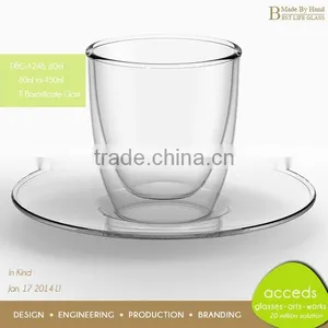 Custom Unbreakable Borosilicate Clear Double Wall Glass Tea Cup thumbnail-5