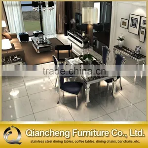 Latest Design Marble Stainless Steel Dinner Table Set thumbnail-4