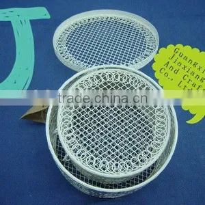 Round/Egg Shaped Silver/coffee Wire Storage Box With Lid thumbnail-1