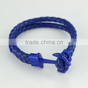 Wholesale Handmade Leather Anchor Bracelet for Men thumbnail-1