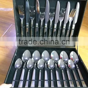24 Pcs Stainless Steel Flatware Set With Wooden Box Package thumbnail-5