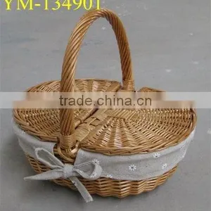 100%handmade Straw Willow Picnic Basket thumbnail-1
