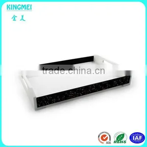 Black Acrylic Serving Tray ,Wave Shape Colored Storage Tray With Handle, Perspex Acrylic Decoration Tray thumbnail-3