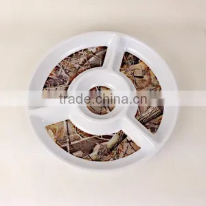 Fashion Design Holiday Seabeach Print Plastic Dip, Round Party Divided Plastic Plates thumbnail-2