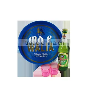 Plastic Anti-slip Serving Tray Round Bar Beer Tray Dia.32cm thumbnail-3