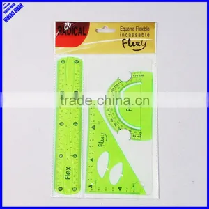 New Designer 3pcs Clear PVC Flexible School Math Set thumbnail-1