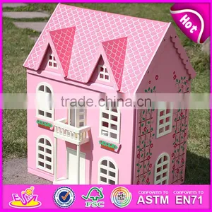 Best Design Pink House Toys Wooden Dollhouse for Girls W06A020 thumbnail-1