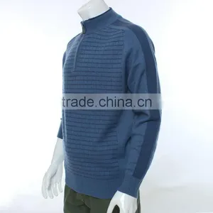 Men Pullover Sweater With 1/4 Zipper ,blue Long Sleeve Wool Sweater Pullover,merino Wool Sweater thumbnail-4