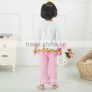 2015 Kids Halloween Clothing Designer 100%cotton Pumpkin Appliqued Outfit Chevron Ruffle Pant thumbnail-4