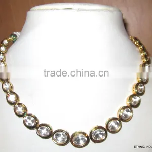 GOLD PLATED Pachi Kundan Necklace EARRING Set thumbnail-3