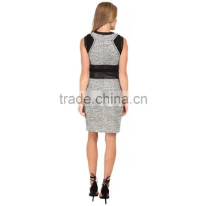 Casual Slim Fit Ladies Clothes Dress Fashion With Leather thumbnail-2
