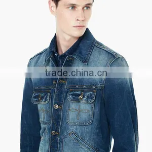 Top Fashion Blue Washed Ripped Denim Jacket Coat Men on Sale thumbnail-3