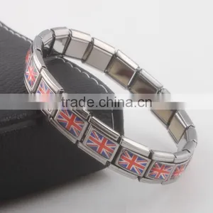 316 Stainless Steel Brazil Country Bracelet Brazil Flag Charms Link Bangle Diy Brazil Flag Bangle thumbnail-6