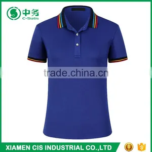 2017 Hot Sale Color Combination Collar Design Women Short Sleeve Blank Polo Shirts thumbnail-5