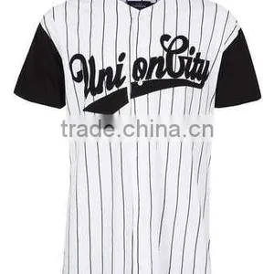 Mens Cheap White Pinstripe Union Baseball T-shirt -bulk Wholesale Clothing Made in China thumbnail-1