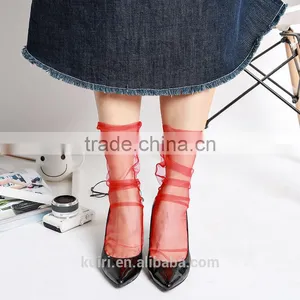 WS-4 Sexy Breathable Silk Heap Heap Soft Elasticity Black Fishnet Lace Flower Mesh Ankle Fashion Socks Summer Style thumbnail-6