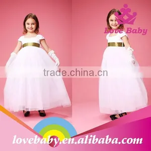 Baby Girls White Party Wedding Elegant Short Sleeves Maxi Dresses thumbnail-2