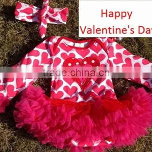 2014 Baby Valentines Rompers Heart Rompers Baby Girls Rompers With Tutu Dress Long Sleeve With Matched Headband Set thumbnail-1