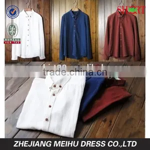 2016 Vintage Style Solid Color Men Classic Fit Linen Top, Linen Shirt, Casual Shirt thumbnail-1