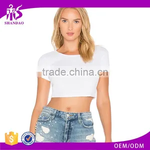 Guangzhou Shandao Factory High Quality Summer Casual 180g 100% Cotton Short Sleeve O-Neck Rib Knitted Custom Blank T Shirt thumbnail-1