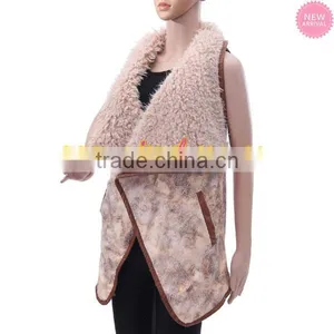Stocked Extended Sizing Sherpa Leather Vest thumbnail-2
