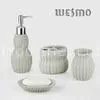 4 Pcs Ecofriendly Original Finish Break Resistant White Polyresin Bathroom Set thumbnail-1