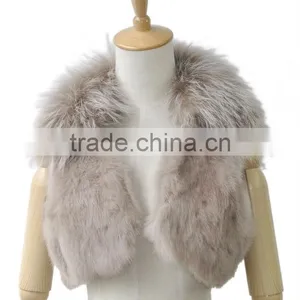 YR267 Ladies Rabbit and White Raccoon Belly Fur Vest thumbnail-1