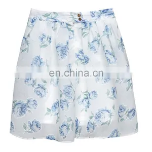 Fashion Vintage Floral Printed Lady Sexy Pleast Short Skirt With High Waist thumbnail-2