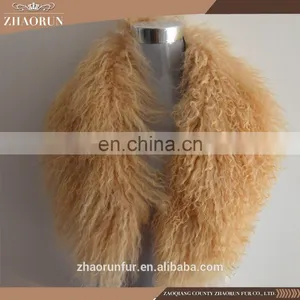 65x23cm 100% Natural Tibet Lamb Fur Scarf / Mongolian Lamb Fur Collar for Women thumbnail-3