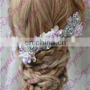 Aidocrystal Lace Bridal Headband,Wedding Party Hair Accessories,Ribbon Headband Bride Necklace thumbnail-5