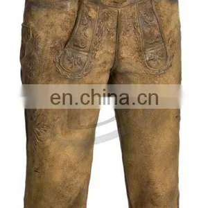 Over Knee Leather Pants Suede Leather Brown German Bavarian Lederhosen (German Garments) thumbnail-1