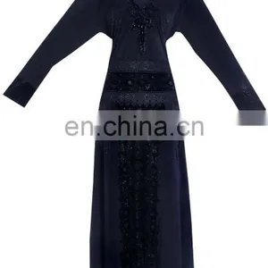 Lycra(Stretchable) & Velvet Burkha With Black Diamond Stone Work / Burkha for Casual Daily Work Wear thumbnail-2